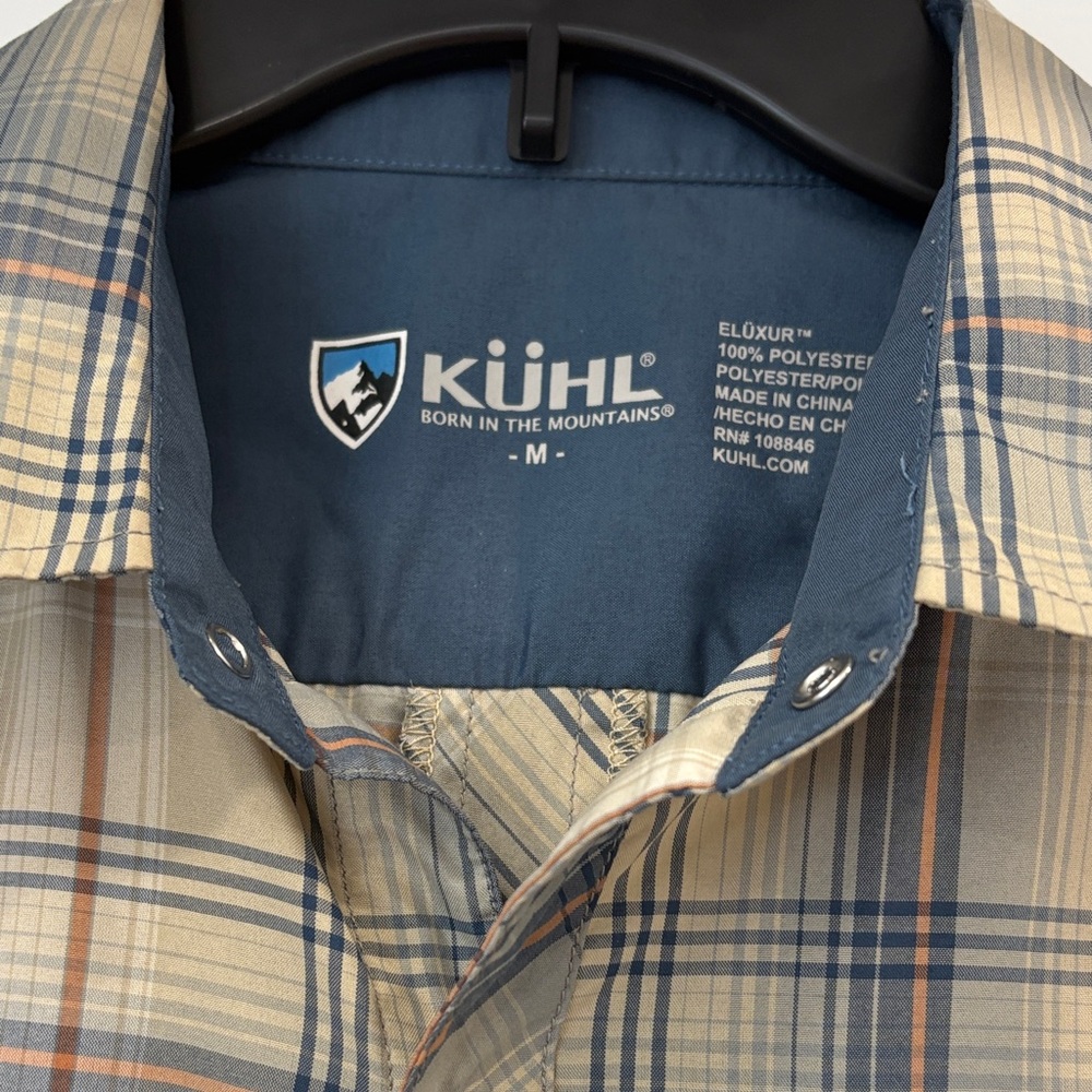Men's Plaid Short Sleeve Shirt - Blue and Tan - Picture 2 of 7